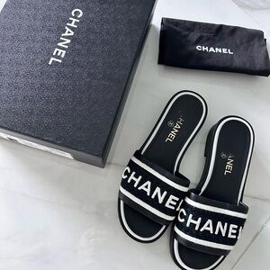 Chanel Women's Black Slide Sandals
